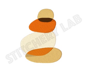 Archivo de diseño de bordado de máquina Zen Stacked Stones (naranja) - aro de 4 x 4 pulgadas - Descarga instantánea