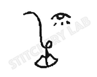 Diseño de bordado a máquina de boceto de rostro lineal – Bastidor de 4x4 (Descarga instantánea)