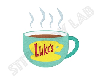 Luke's Diner Mug Machine Borduurontwerp Digitaal Bestand - 4 x 4 inch hoepel - Instant Download - Gilmore Girls