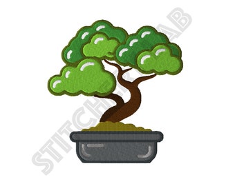 Diseño de bordado de bonsái: patrón de maceta de aro de 4x4, descarga instantánea del archivo de bordado a máquina