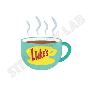 Luke's Diner taza máquina bordado diseño archivo digital - aro de 4 x 4 pulgadas - Descarga instantánea - Gilmore Girls