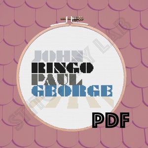 John Ringo Paul George Names Suits Crosswalk Cross Stitch Pattern - Instant Download - Design File - PDF - Xstitch chart
