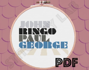 Patrón de punto de cruz de Fab Four Crosswalk - Inspirado en Abbey Road (PDF)