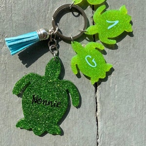 Turtle Family Personalized Keychain