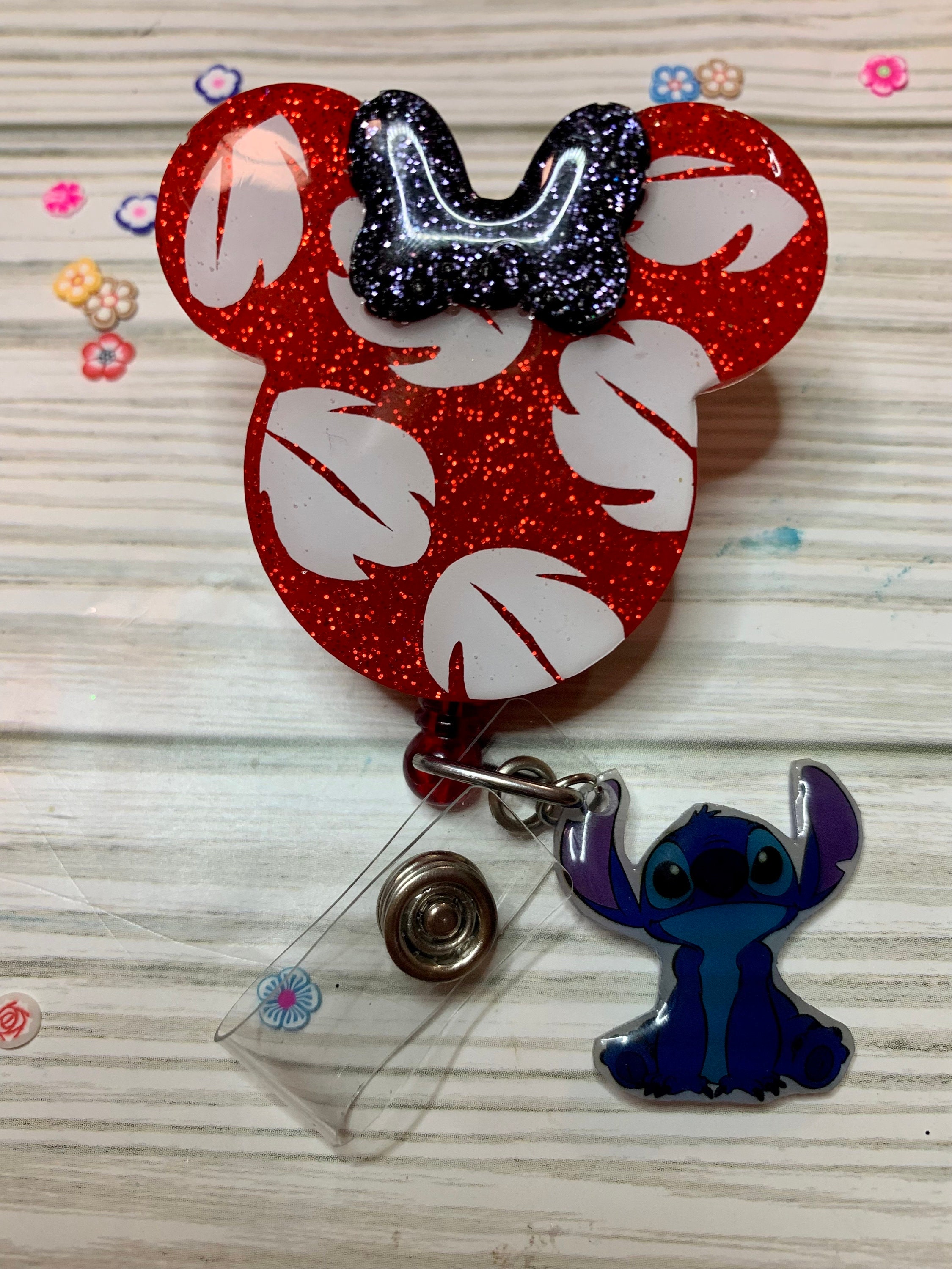 Stitch and Scrump Inspired Retractable Reel ID Badge Holder/Name Tag