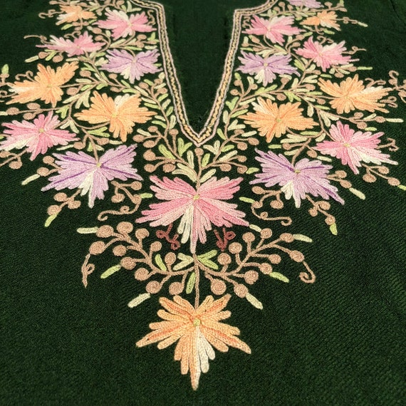 Embroidered Tunic from the 1970s Forest Green Woo… - image 3