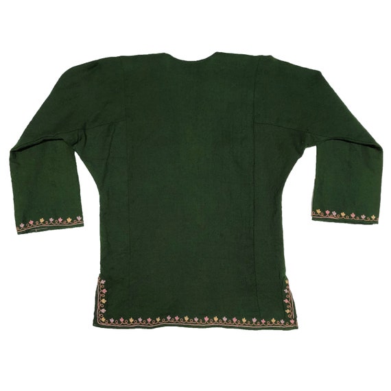 Embroidered Tunic from the 1970s Forest Green Woo… - image 2