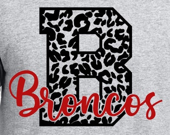 Broncos Leopard Monogram Svg Mascot For Football Basketball Baseball Hockey Player, also svg files for cricut, Sublimation, digital Download