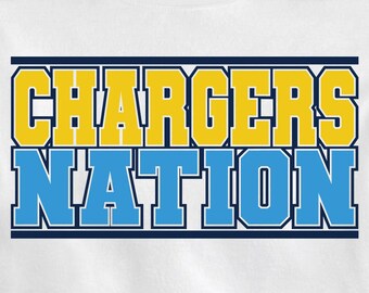 Chargers Nation, Chargers svg voor snijden met Cricut, png T-shirt sublimatie, voetbal basketbal honkbal instant downloadbestand