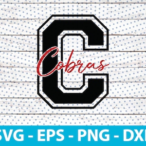 Cobras Monogram Svg Mascotte Voor Voetbal Basketbal Honkbal Speler, ook svg bestanden voor cricut, Heat Transfer, Sublimatie, digitale Download