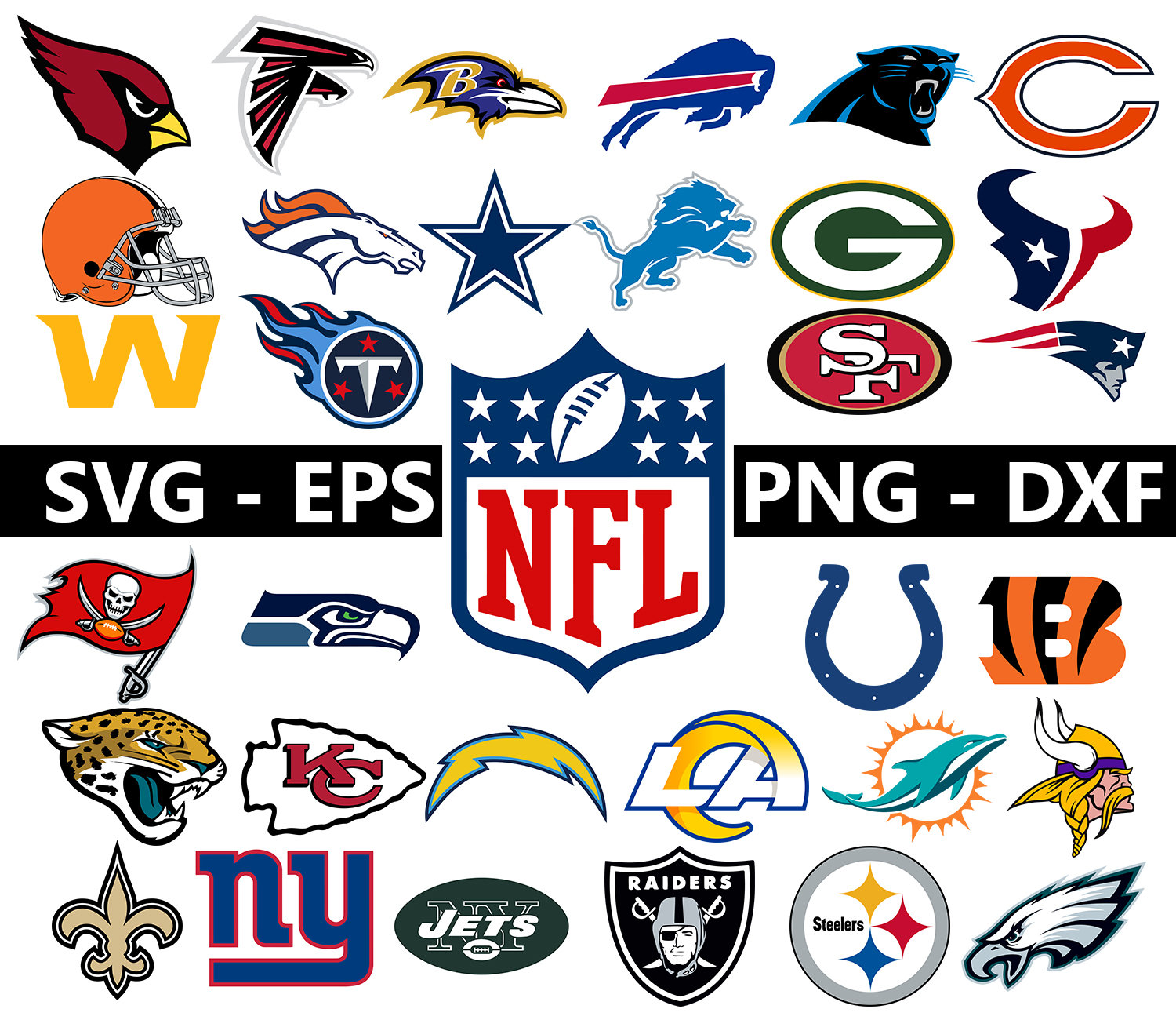 32 NFL Football team SVG bundle for Cutting with cricut 32 Etsy