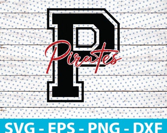 Pirates Monogram Svg Mascot For Football Basketball Baseball Player, also svg files for cricut, Heat Transfer, Sublimation, digital Download