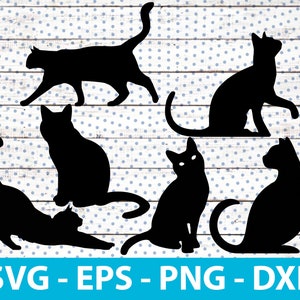 Black Cat Bundle Silhouette svg, eps, png, dxf For Cricut or cameo