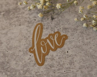 Love Sticker - Calligraphy  - Die Cut Sticker  - 100% Recycled Kraft Paper