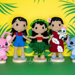 Crochet Lilo & Stitch Characters | 9&quot; Tall, Handmade | Ready to Ship FAST in USA!