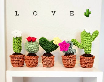 Set of Crochet Standing Cactus Pots | in "LOVE" Letters