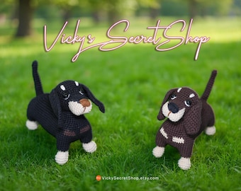 Crochet Dachshund Dog | 2 Colors | 5" Tall | Handmade | Fast Ship in USA!