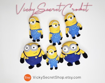Crochet Minions Doll: Handmade Organic Cotton, One-Eyed/Two-Eyed