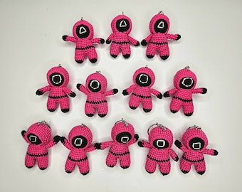 Crochet Squid Game Character Keychain: Handmade Charm