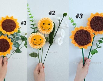 Handmade Crochet Sunflower Bouquet: Milk Cotton Yarn Floral Gift