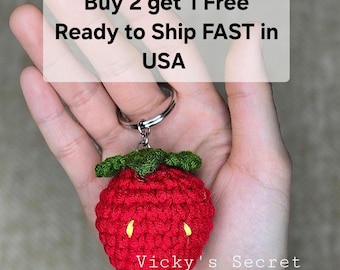 Crochet Strawberry Keychain: Handmade Charm