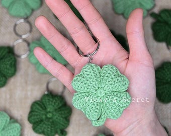 Crochet Four Leaf Clover Keychain: Lucky Charm