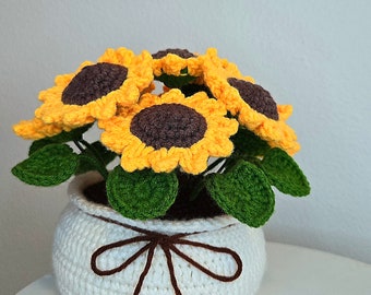 Crochet Large Sunflowers Pots