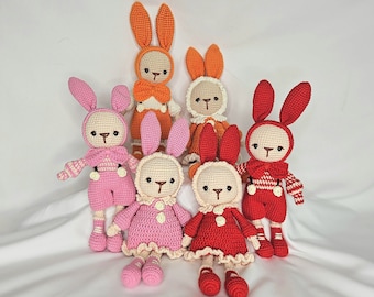 Crochet Bunny Rabbit Toy: Handmade Milk Cotton Plush, 10.5"
