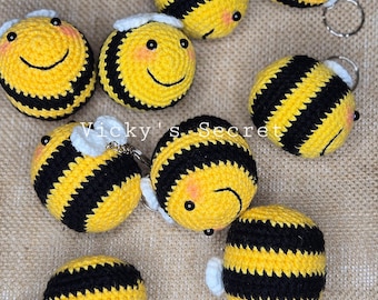Crochet Bumble Bee Keychain: Handmade Yellow Bee Charm