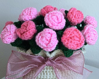 Crochet Roses Pots