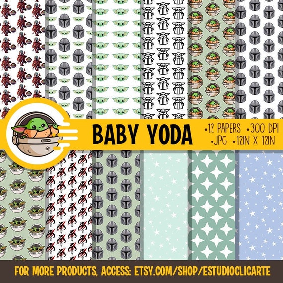 Baby Yoda Digital Paper Baby Yoda Printable Baby Yoda Etsy
