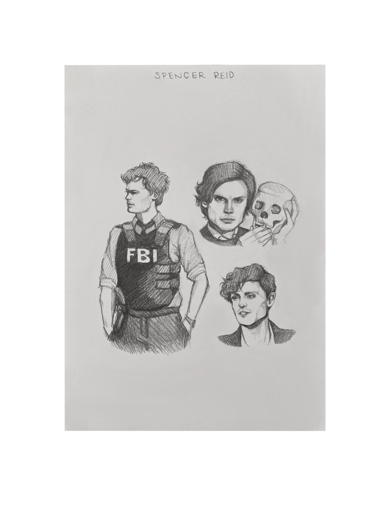 Spencer reid sketches PRINT Etsy