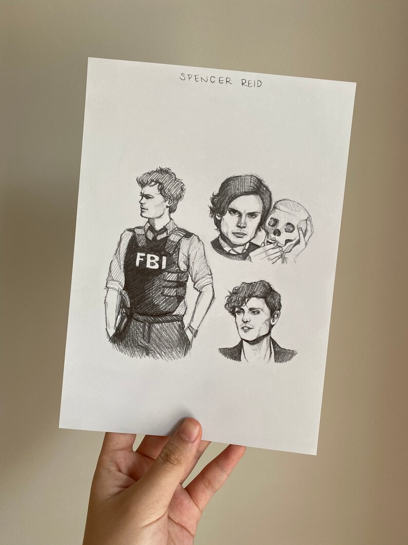 Spencer reid sketches PRINT Etsy