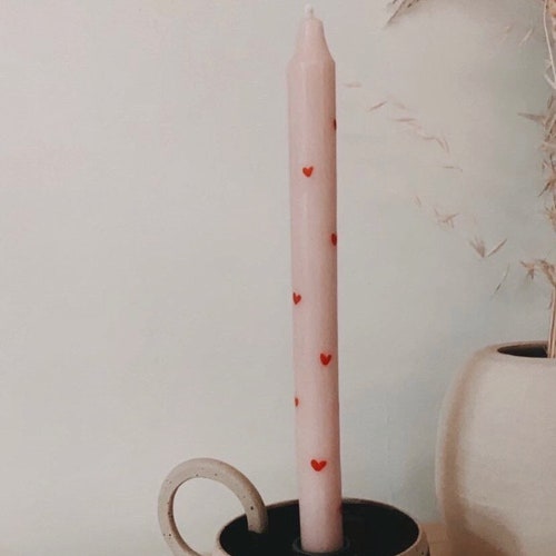 Hand Painted Black Heart Taper Candles Etsy
