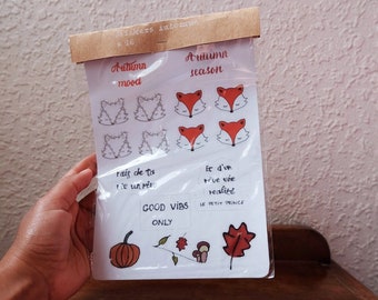 CLEARANCE - Sheet of autumn stickers for bullet journal, diary or computer