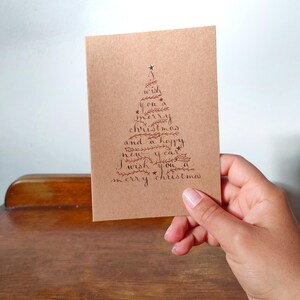 Cartões caligrafados de árvore de Natal "Feliz Natal e Feliz Ano Novo" imagem 7
