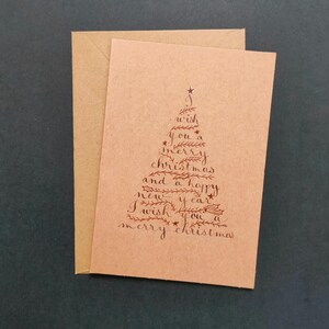 Cartões caligrafados de árvore de Natal "Feliz Natal e Feliz Ano Novo" imagem 4