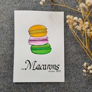 Carte postale : Baguette | Croissant | Chocolatine | Croissant | Crêpe | Macaron | Café | Chouquette | Croque-Monsieur Macarons
