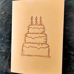 Carte d'anniversaire calligramme 画像 3
