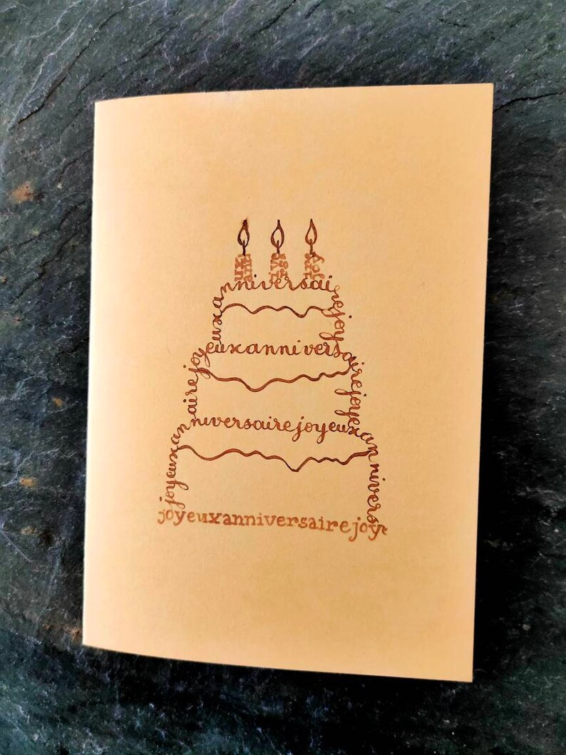 Carte d'anniversaire calligramme 画像 3