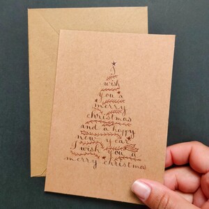 Cartões caligrafados de árvore de Natal "Feliz Natal e Feliz Ano Novo" imagem 3