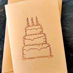 Carte d'anniversaire calligramme 画像 2