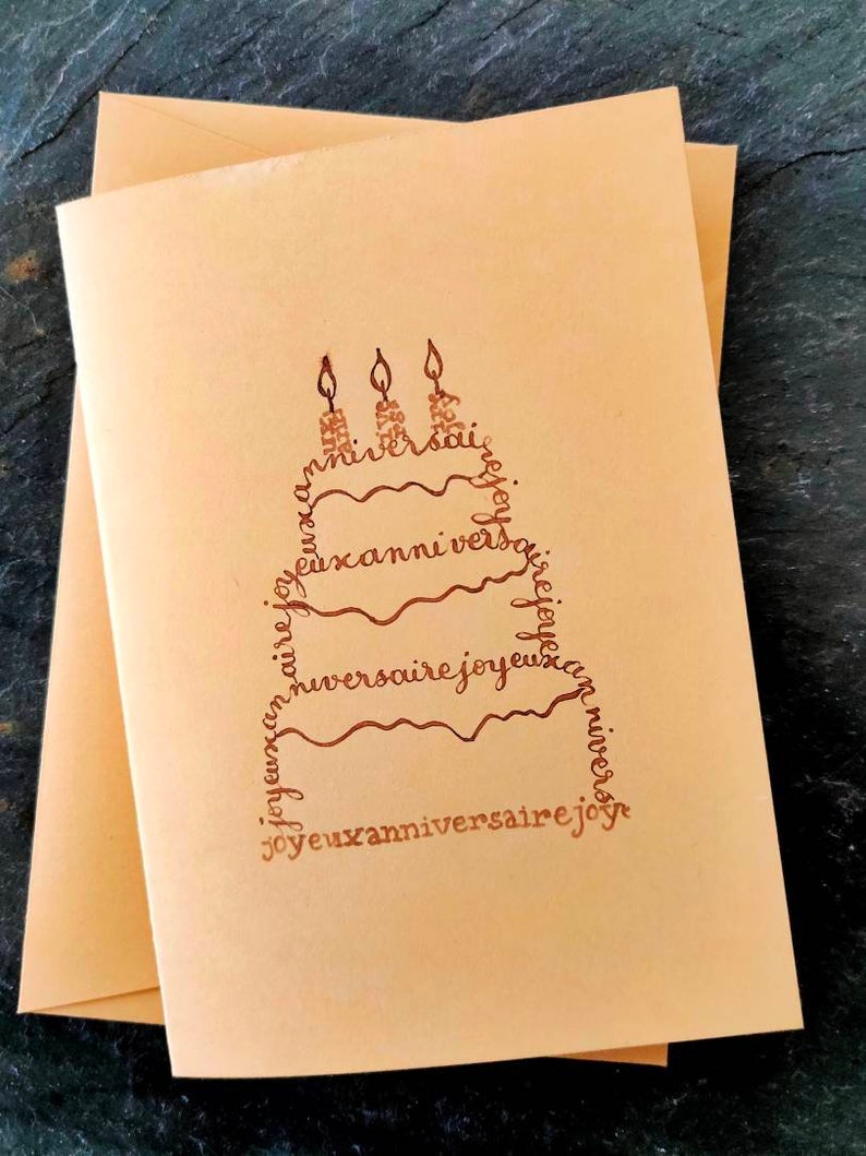 Carte d'anniversaire calligramme 画像 2