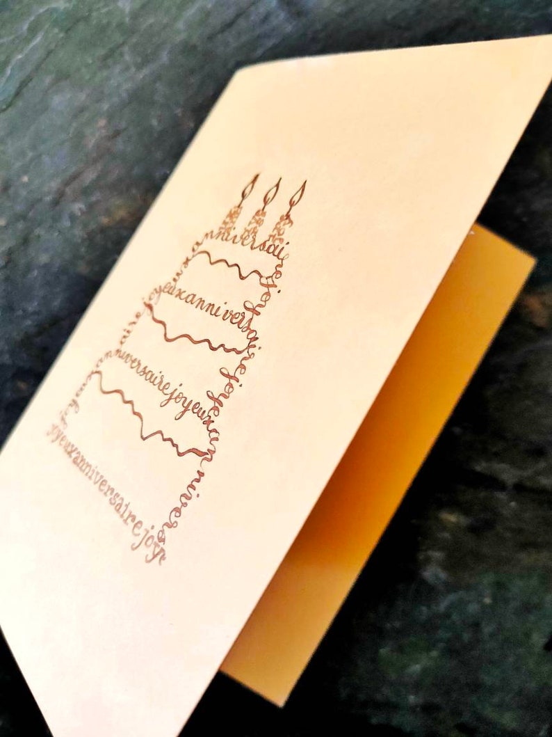 Carte d'anniversaire calligramme 画像 1