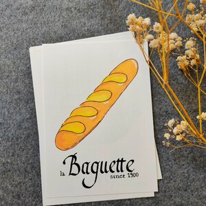 Carte postale : Baguette | Croissant | Chocolatine | Croissant | Crêpe | Macaron | Café | Chouquette | Croque-Monsieur Baguette