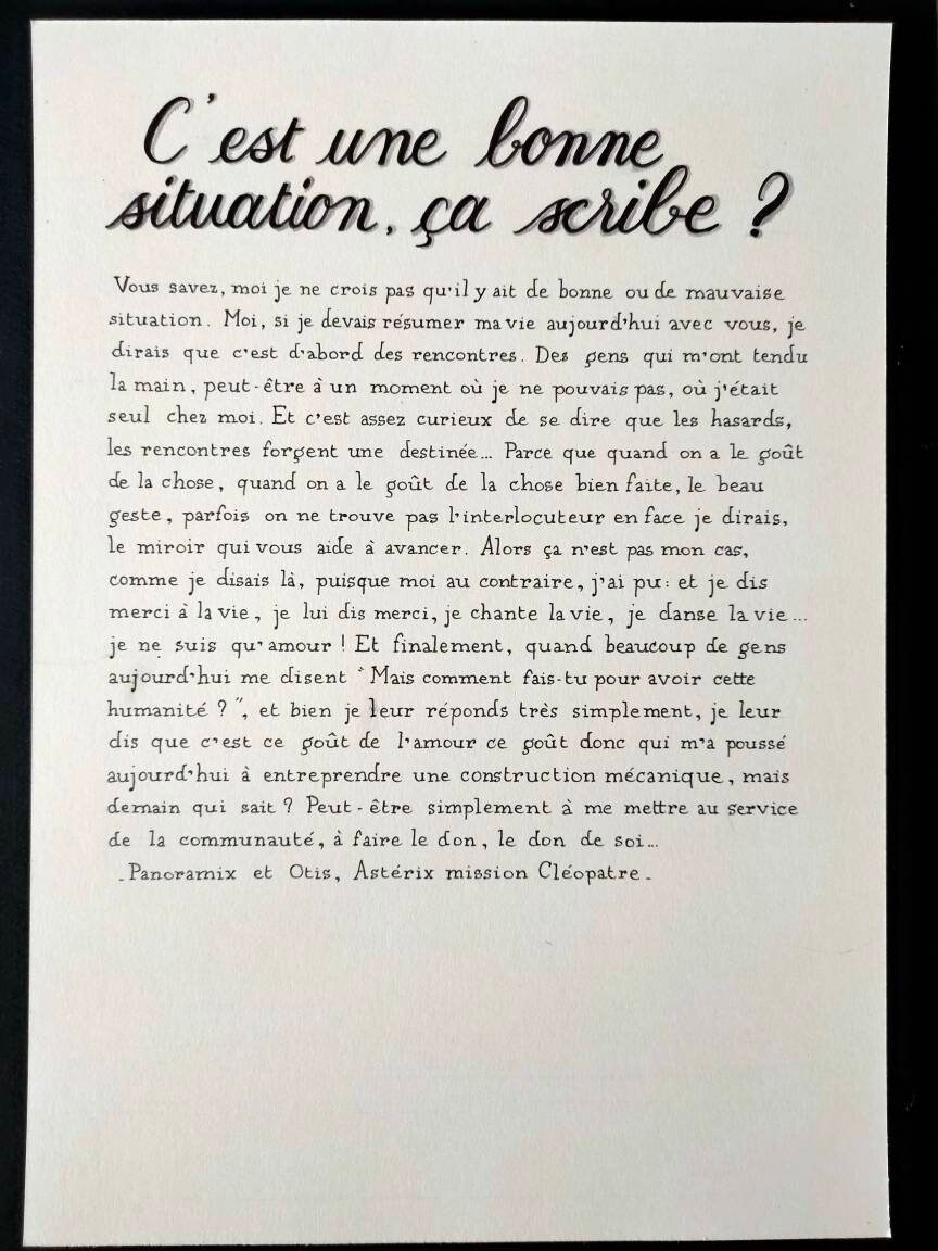 Affiche C'est Une Bonne Situation Ça Scribe