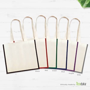 Canvas Market Tote | 35x39x15cm | Coloured Gusset | Long Handles