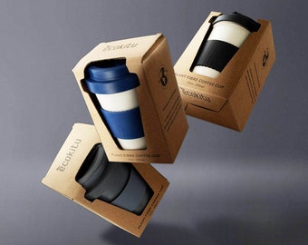 Sustainable Reusable Bamboo Coffee Cups | Great for Office, Birthdays, Sustainable Gifting | 6 Colours Available | Retail Packaging | Eco