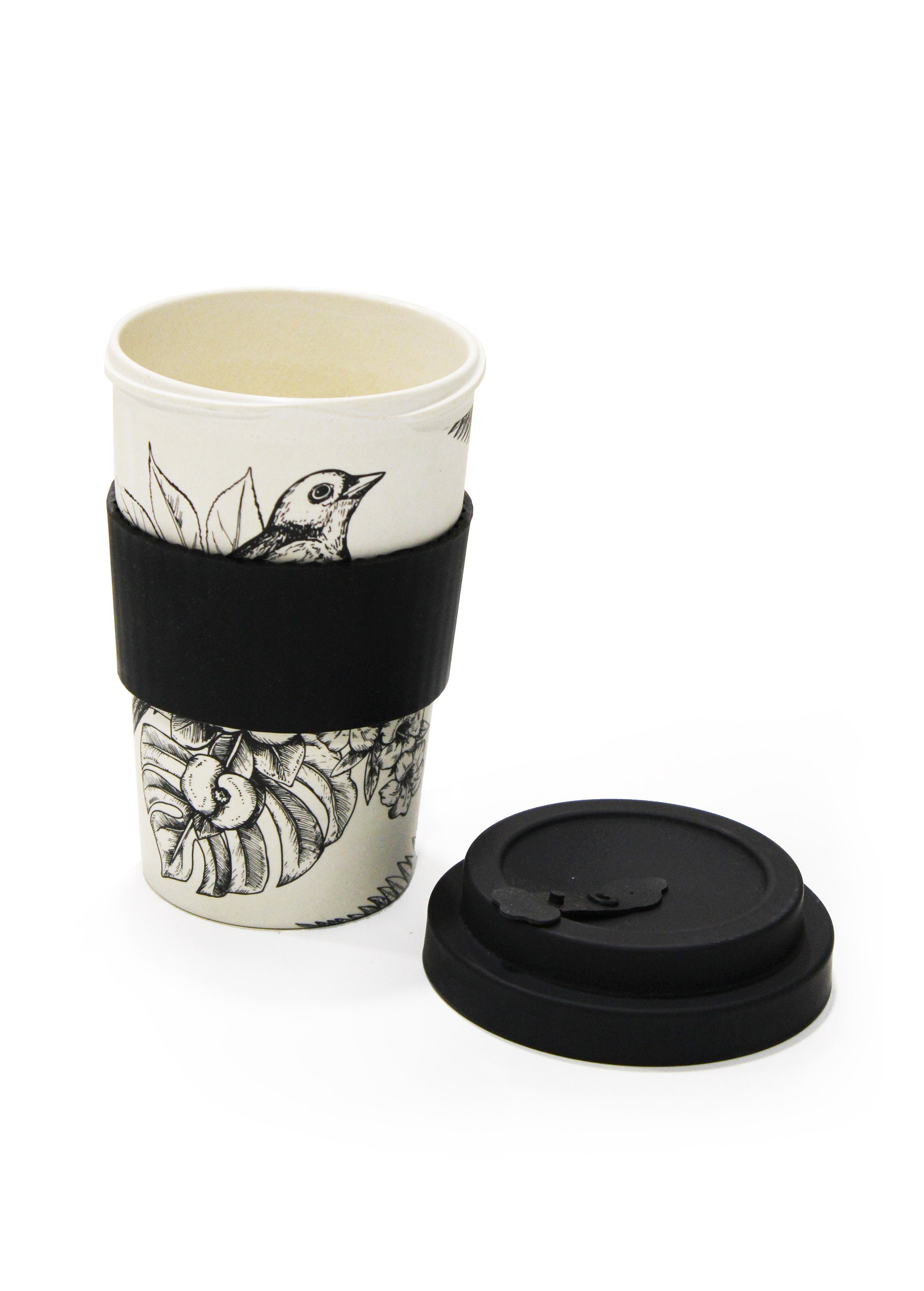 Ecofriendly Bamboo Travel Coffee Mug Bird Print Etsy UK