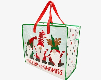 Jumbo Christmas Storage Bag with Zip | XL Decoration Storage | PP Woven Strong Reusable | 56x47x27
